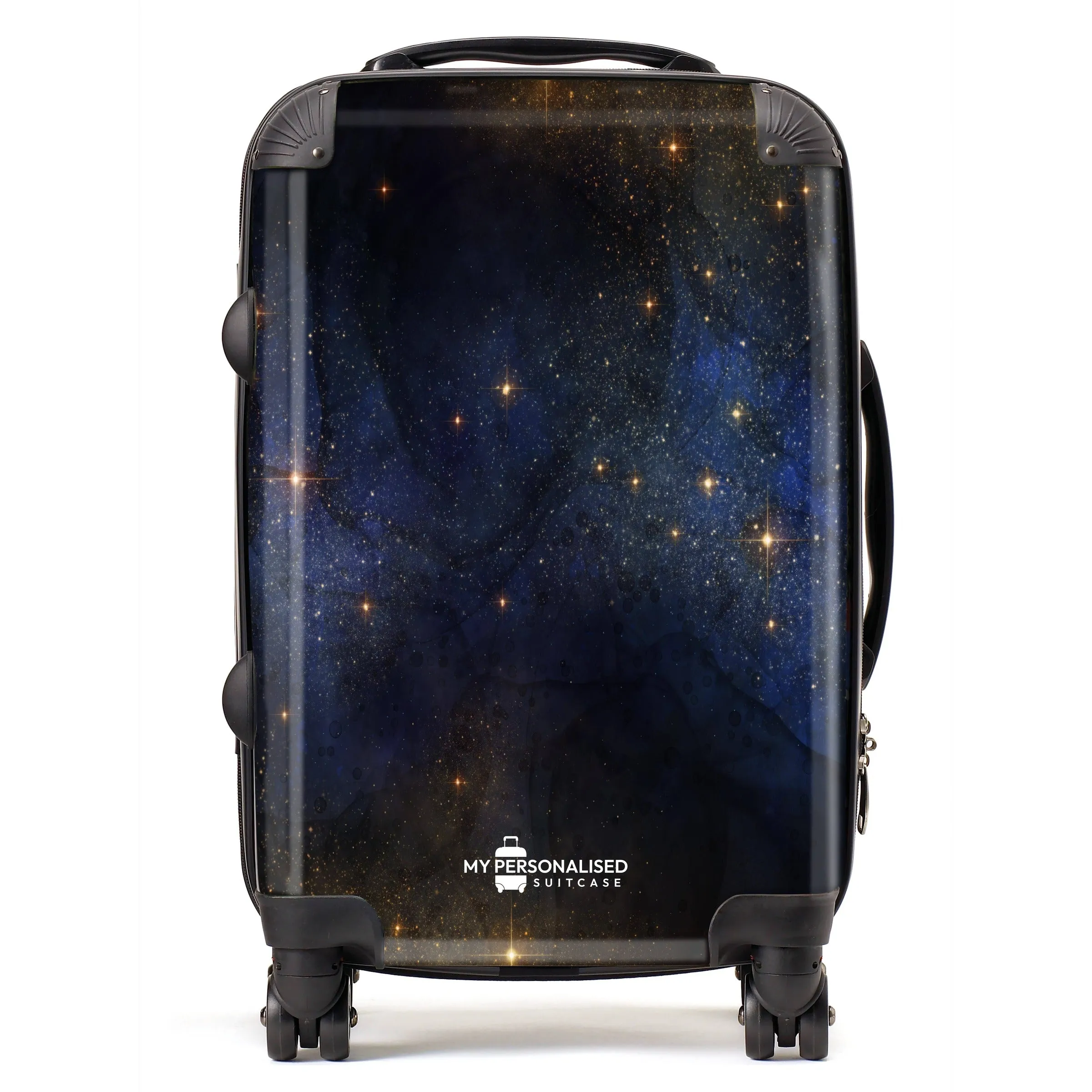 Personalised Awash with Stars Blue and Orange Suitcase