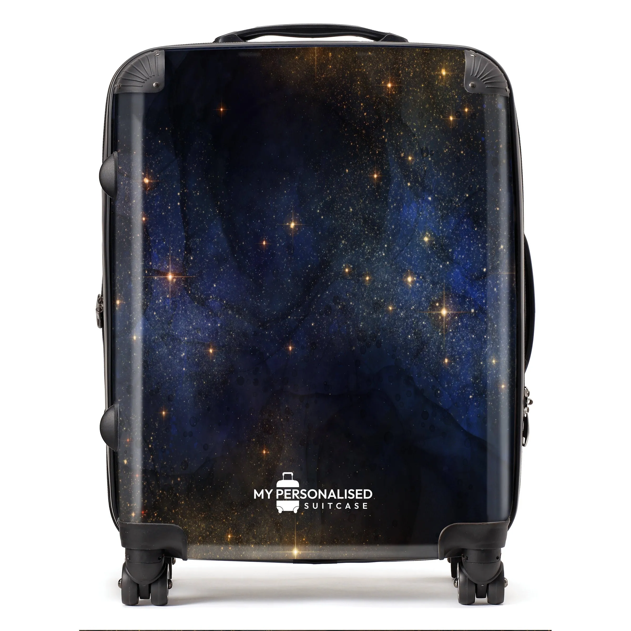 Personalised Awash with Stars Blue and Orange Suitcase