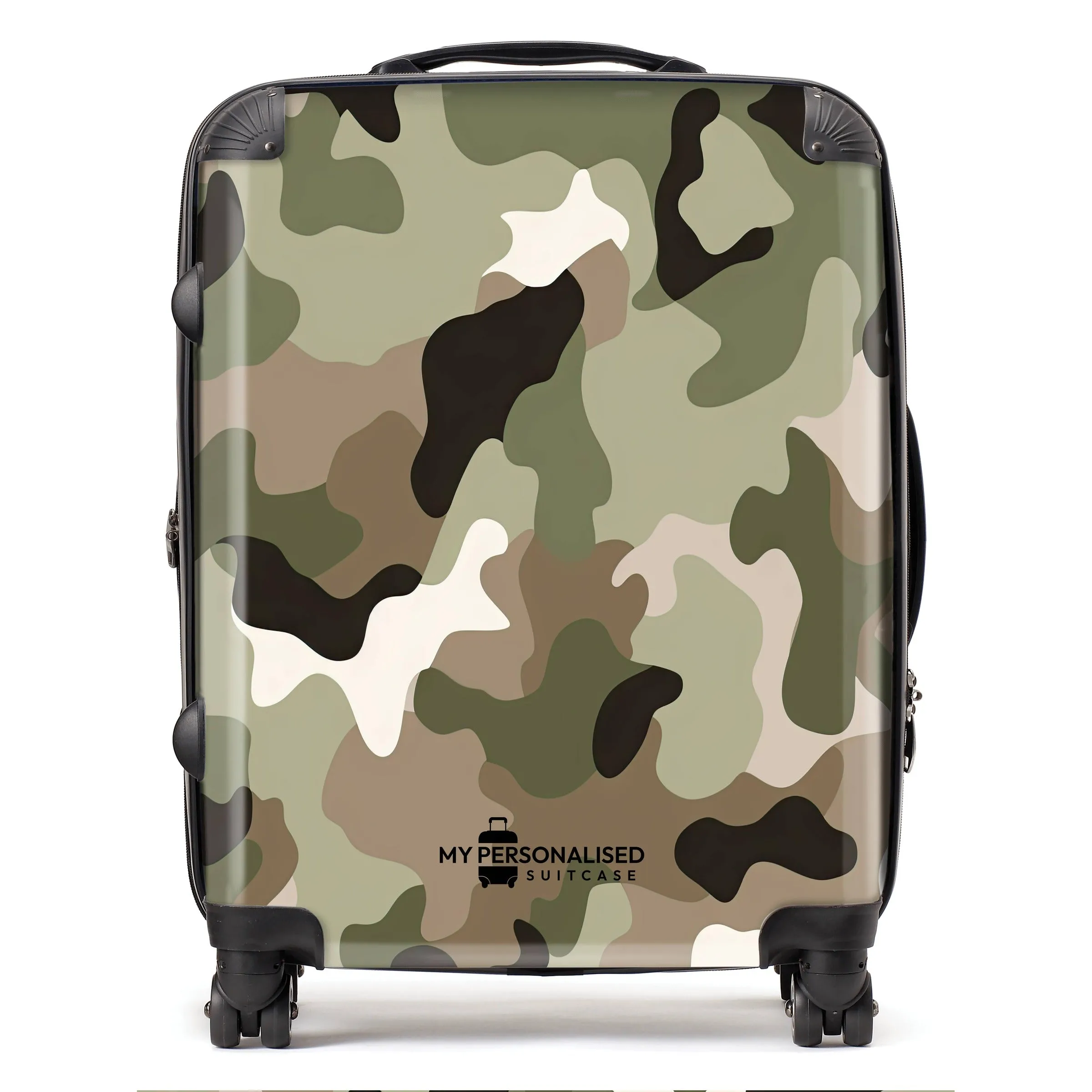 Personalised Green and Brown Camouflage Suitcase