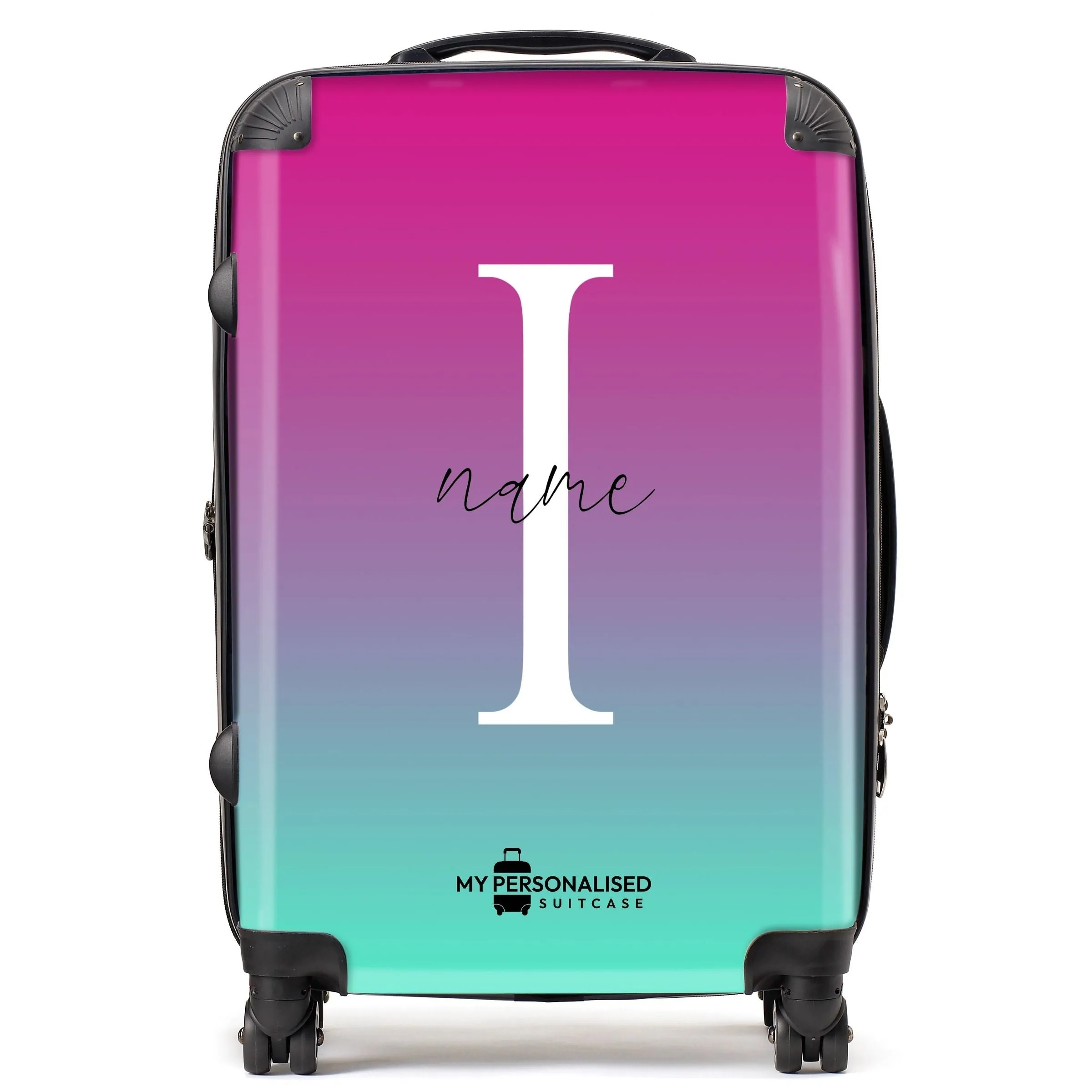 Personalised Green and Purple Ombre Gradient Suitcase