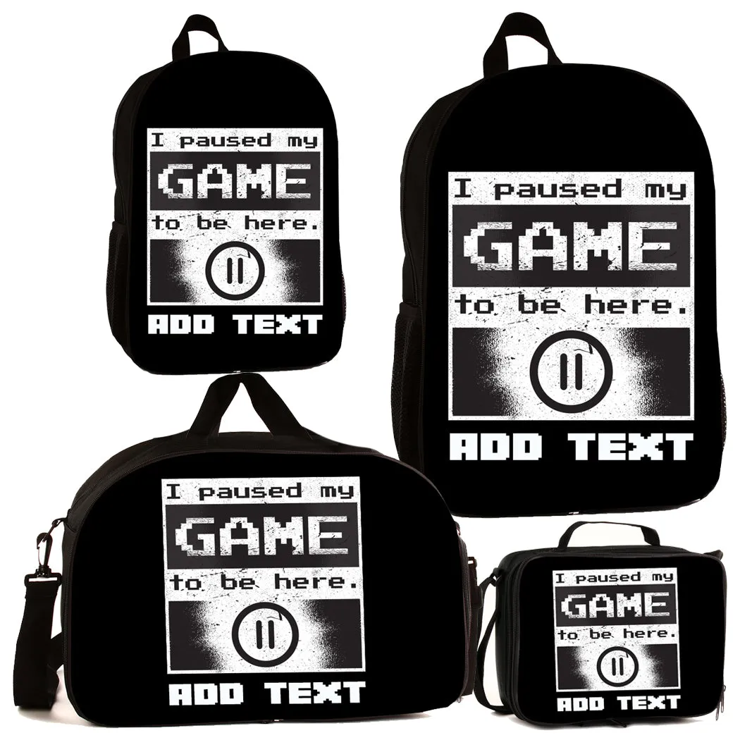 Personalized Full Color Backpacks / Lunch Bag / Duffel Bag - Game Pause