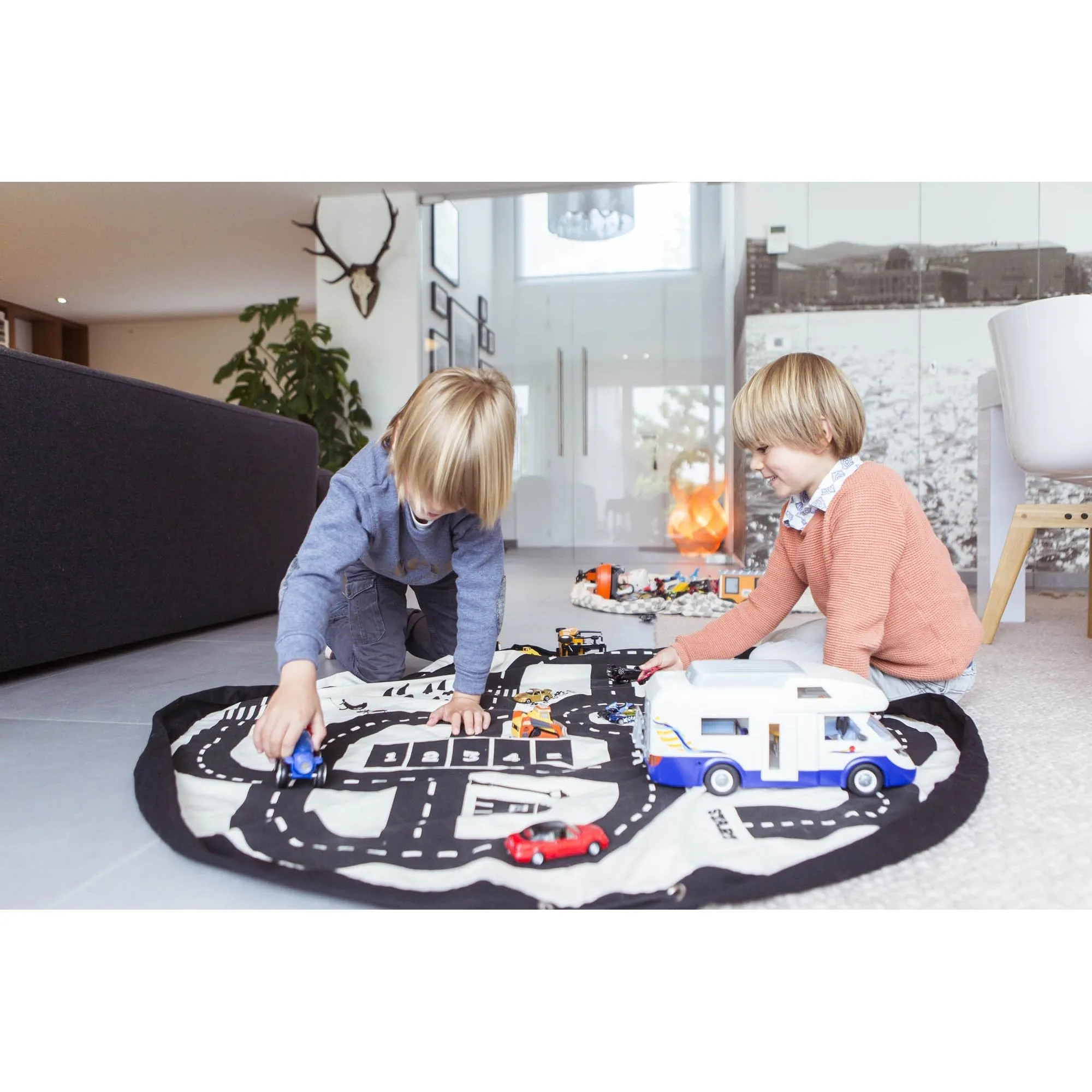 Play&Go Toy Storage Bag - Road Map - Double Print - Ø140cm