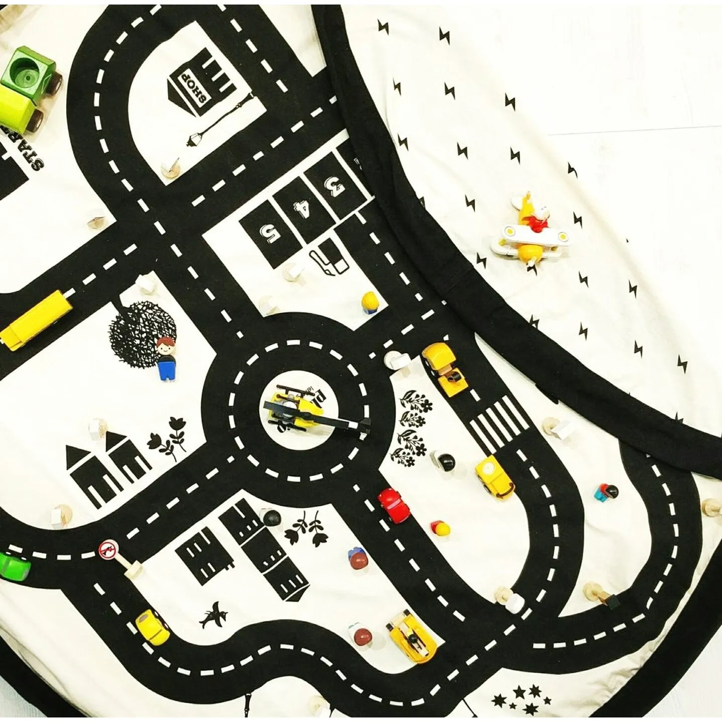 Play&Go Toy Storage Bag - Road Map - Double Print - Ø140cm