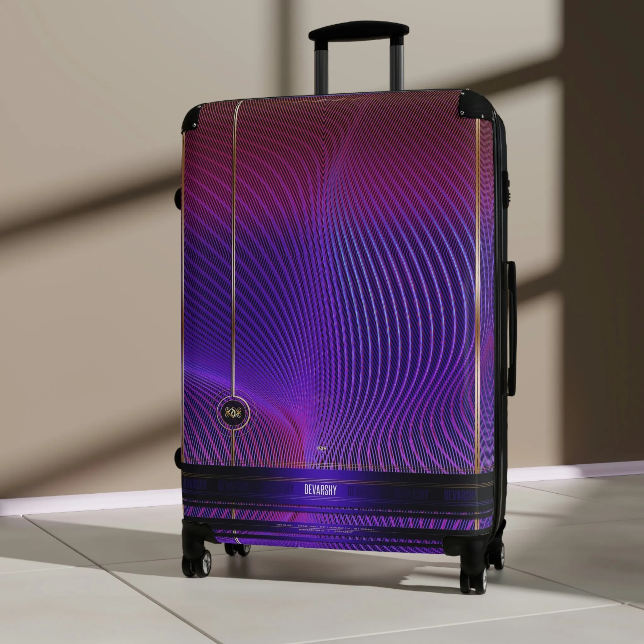 Purple Nazca Lines Suitcase Carry-on Suitcase Stripes Travel Luggage Violet Hard Shell Suitcase in 3 Sizes | 11371B