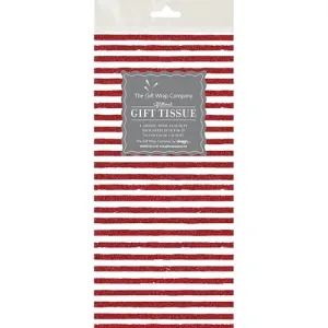 Red/White Stripe Glittered Tissue Paper (4 sheets)