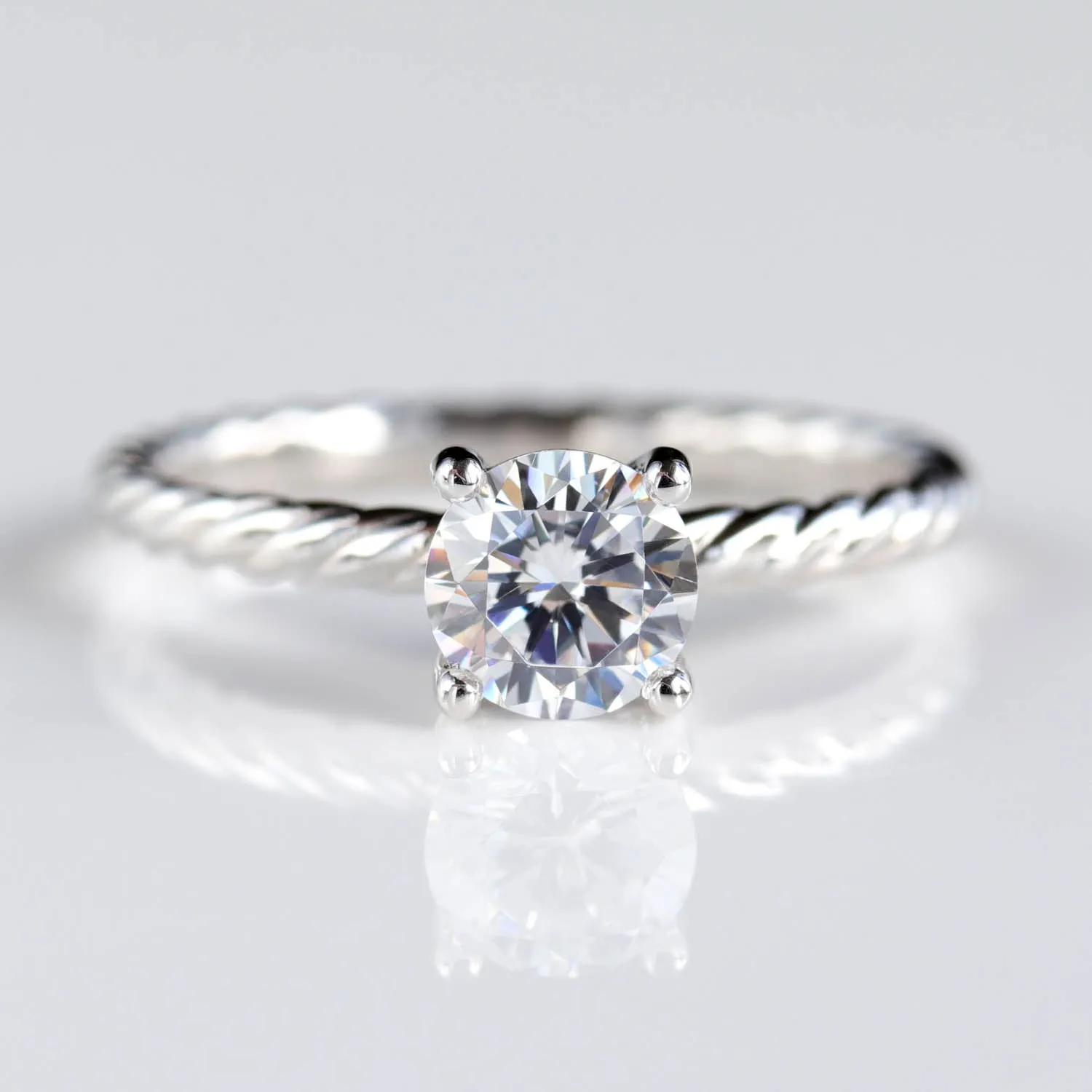 Rope Band Basket Solitaire Engagement Ring