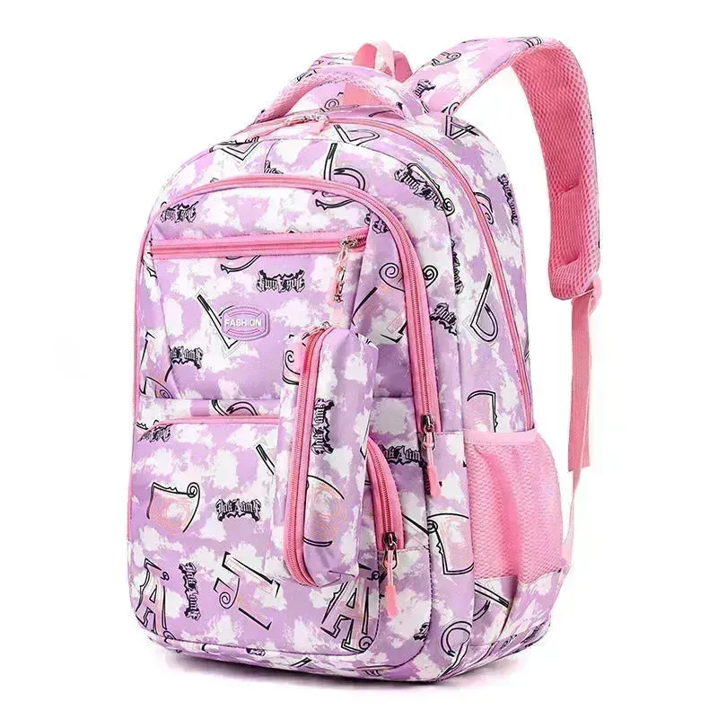 School Bag New Letter Print Backpack With Pencil Case Fashion Sweet Primary  Schoolbag For Girls Boys