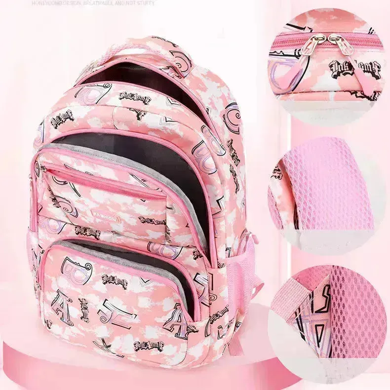 School Bag New Letter Print Backpack With Pencil Case Fashion Sweet Primary  Schoolbag For Girls Boys