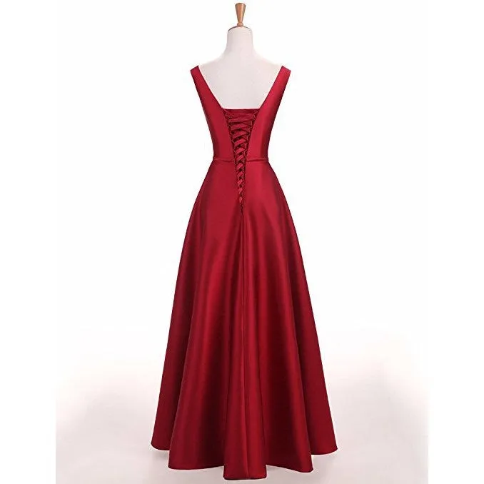 sd-hk Red Wedding Dress Sleeveless Ruffles Party Long Dress