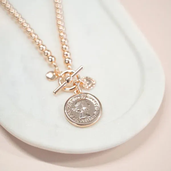 SHORT | Rose Gold Beads & Coin Necklace