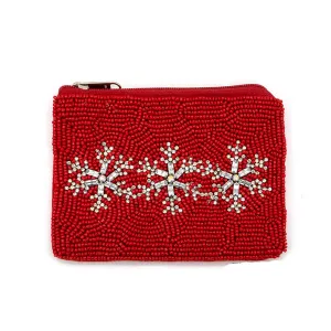 Snowflake Beaded Coin Bag