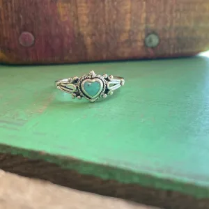 Sterling Silver Ornate Turquoise Heart Ring