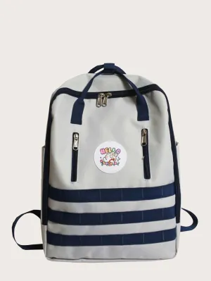 Striped Pattern Large Capacity Backpack