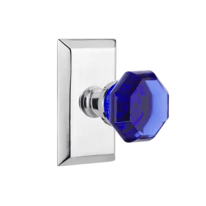 Studio Short Plate with Cobalt Waldorf Knob in Bright Chrome