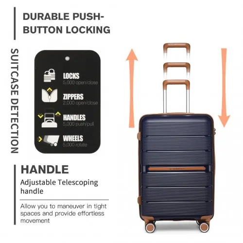 Stylish & Secure Travel with British Traveller 24 Inch Polypropylene Hard Shell Suitcase - Navy