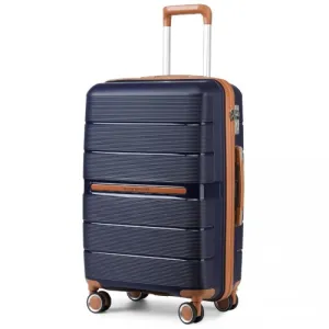 Stylish & Secure Travel with British Traveller 24 Inch Polypropylene Hard Shell Suitcase - Navy