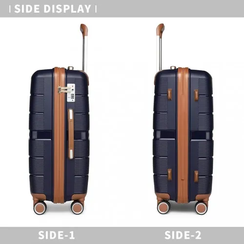 Stylish & Secure Travel with British Traveller 24 Inch Polypropylene Hard Shell Suitcase - Navy