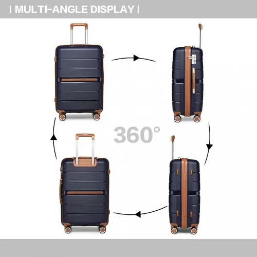 Stylish & Secure Travel with British Traveller 24 Inch Polypropylene Hard Shell Suitcase - Navy