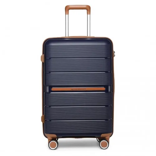 Stylish & Secure Travel with British Traveller 24 Inch Polypropylene Hard Shell Suitcase - Navy