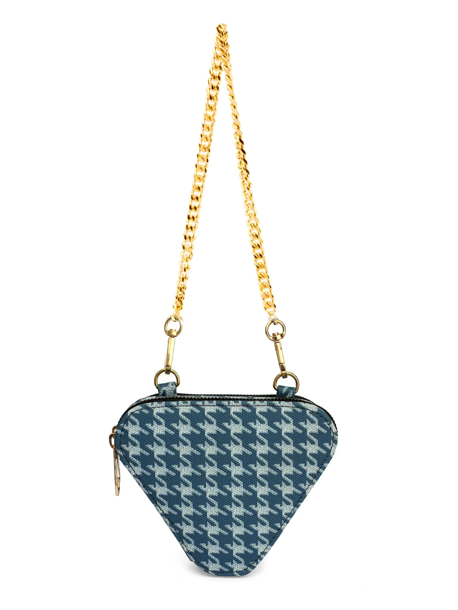 Trio Blue Houndstooth Mini Triangle Bag | Modern Myth