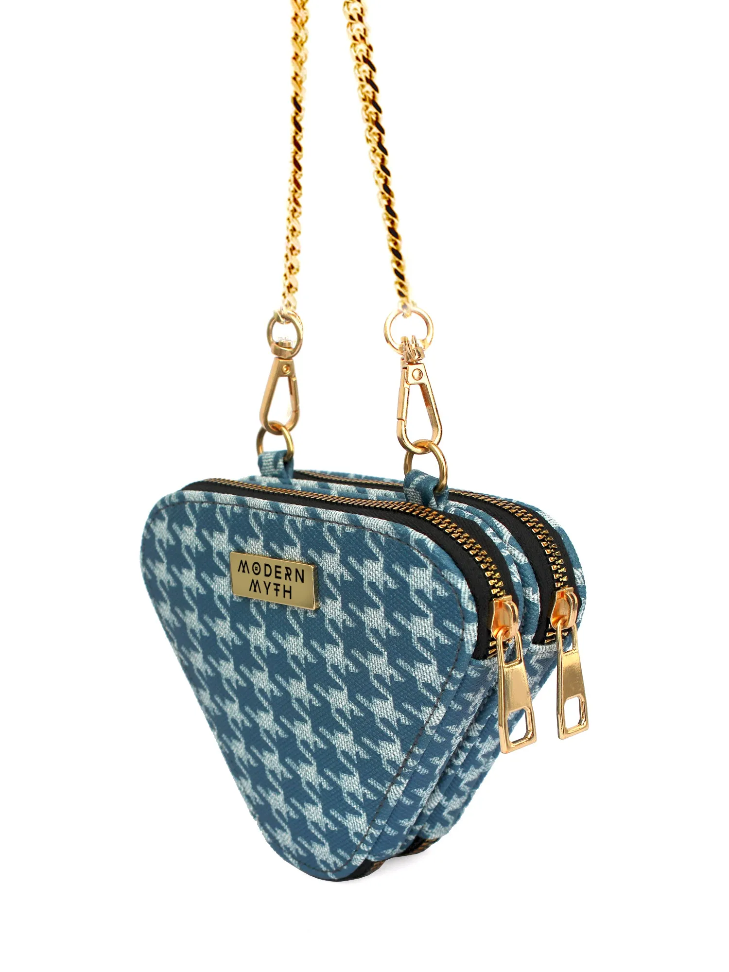 Trio Blue Houndstooth Mini Triangle Bag | Modern Myth