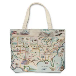 USA Map Canvas Tote Bag