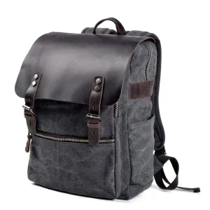 Vintage Cusual Traveling Leather Canvas Laptop Backpack 5073