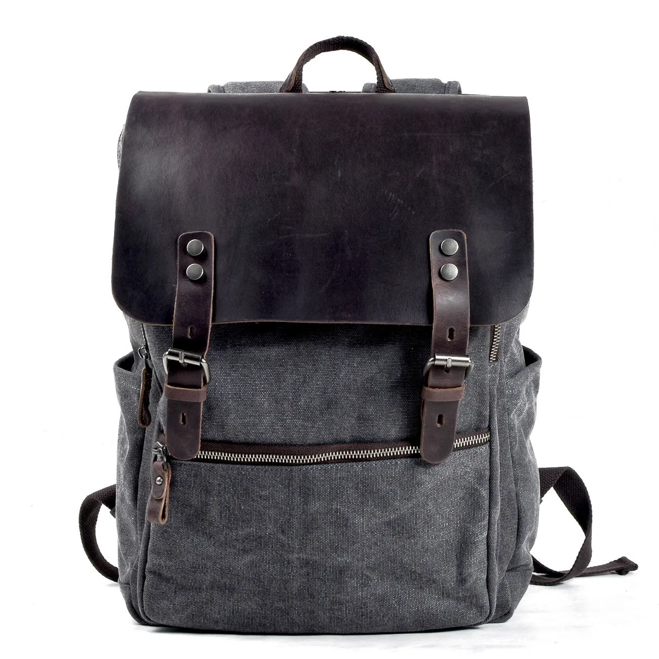 Vintage Cusual Traveling Leather Canvas Laptop Backpack 5073