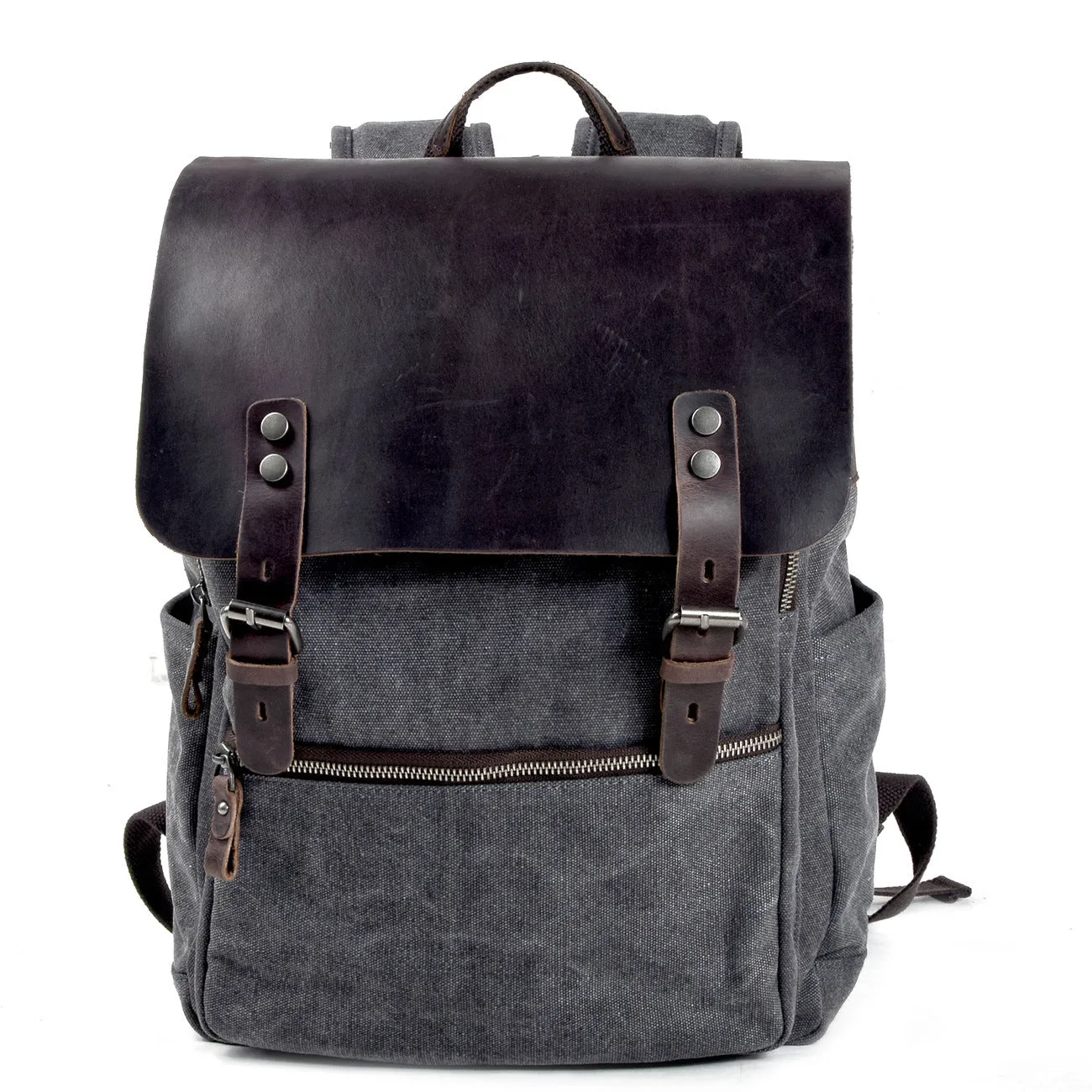 Vintage Cusual Traveling Leather Canvas Laptop Backpack 5073