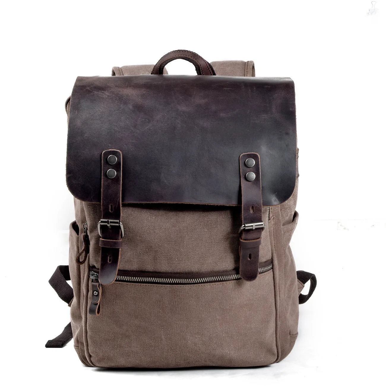 Vintage Cusual Traveling Leather Canvas Laptop Backpack 5073