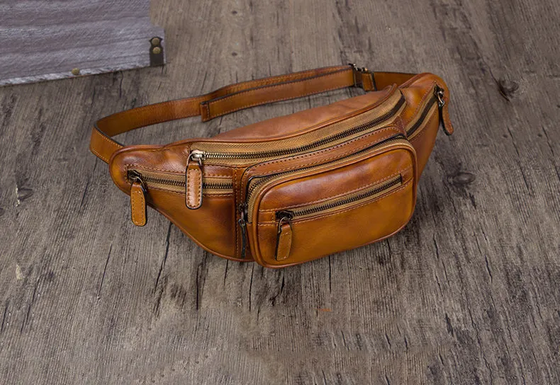 Vintage Womens Leather Waist Bag Chest Bag For Women