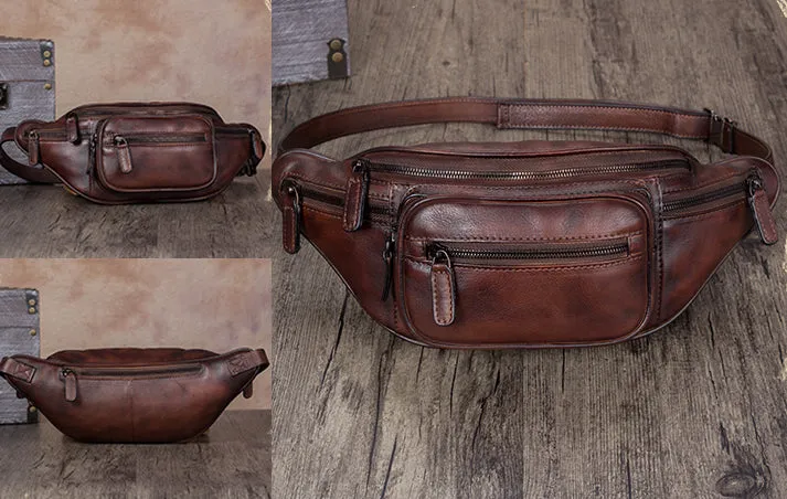 Vintage Womens Leather Waist Bag Chest Bag For Women