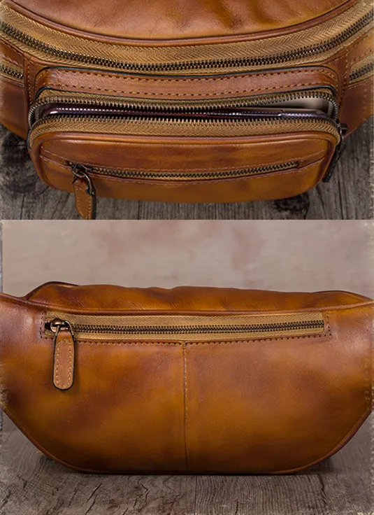 Vintage Womens Leather Waist Bag Chest Bag For Women