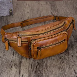 Vintage Womens Leather Waist Bag Chest Bag For Women