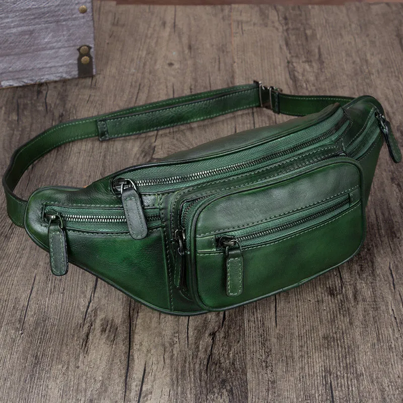 Vintage Womens Leather Waist Bag Chest Bag For Women