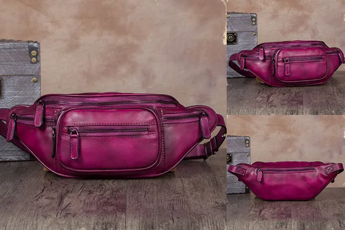 Vintage Womens Leather Waist Bag Chest Bag For Women