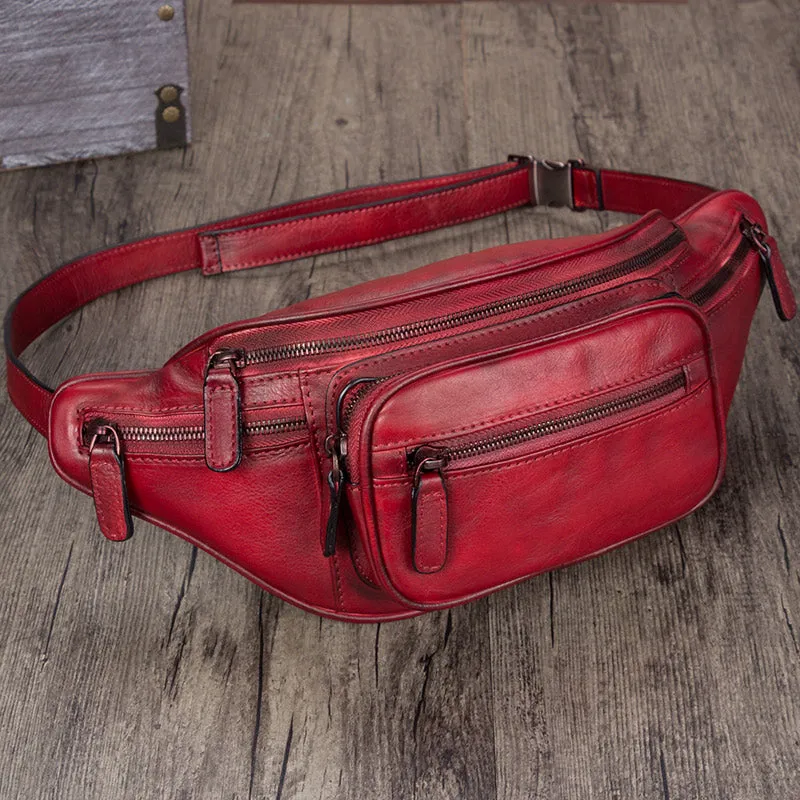 Vintage Womens Leather Waist Bag Chest Bag For Women