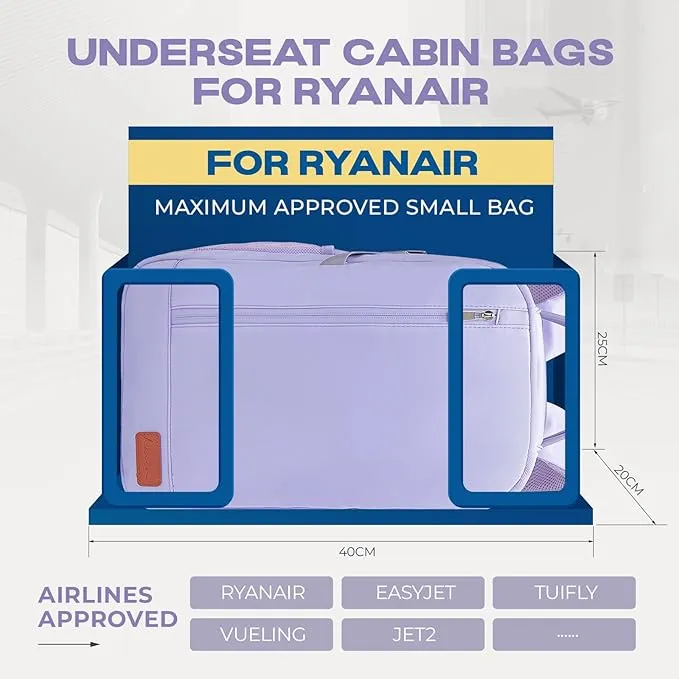 VMIKIV for Ryanair Cabin Bags 40x20x25 Underseat Carry On Backpack,Small Travel Backpack Cabin Size Hand Luggage Bag,Under Seat Cabin Bag Backpack with Laptop Compartment