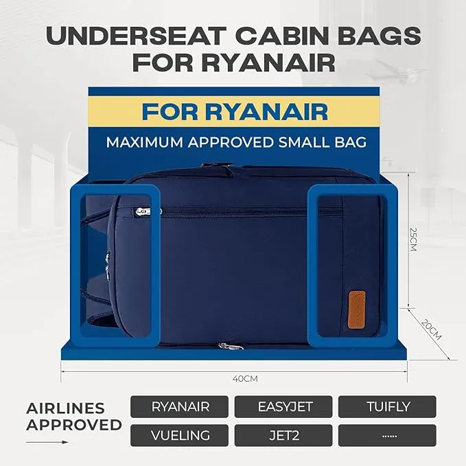 VMIKIV for Ryanair Cabin Bags 40x20x25 Underseat Carry On Backpack,Small Travel Backpack Cabin Size Hand Luggage Bag,Under Seat Cabin Bag Backpack with Laptop Compartment