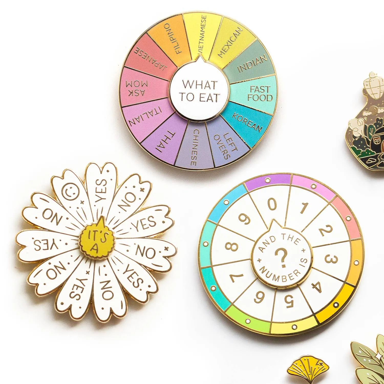 What To Eat Enamel Pin, Interactive Spinning Pin