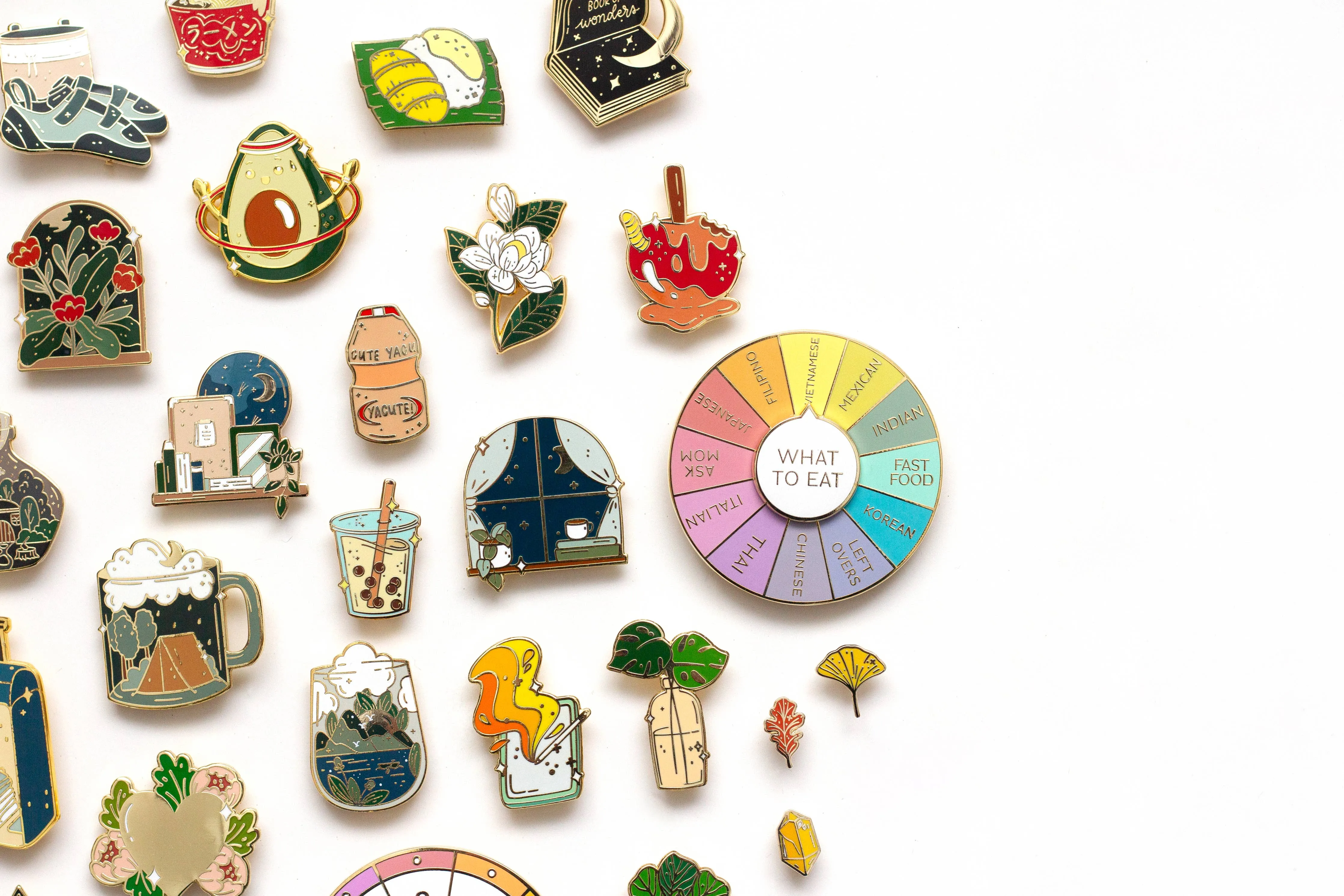 What To Eat Enamel Pin, Interactive Spinning Pin