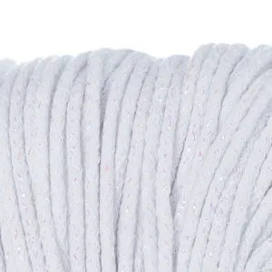 White & multicolour  Braided cotton cord 5mm