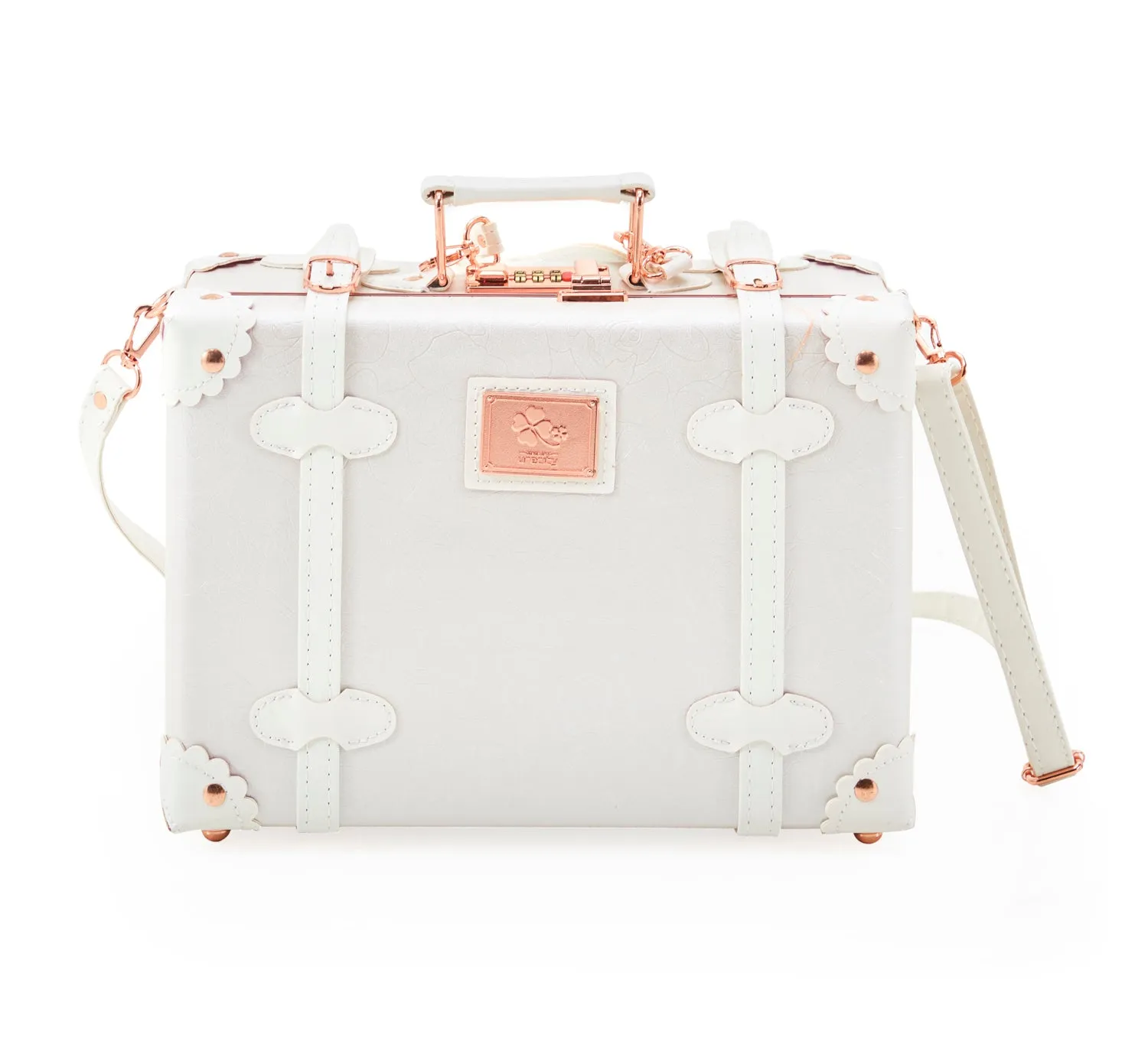 White & Pink Lavish Cosmetic Suitcase