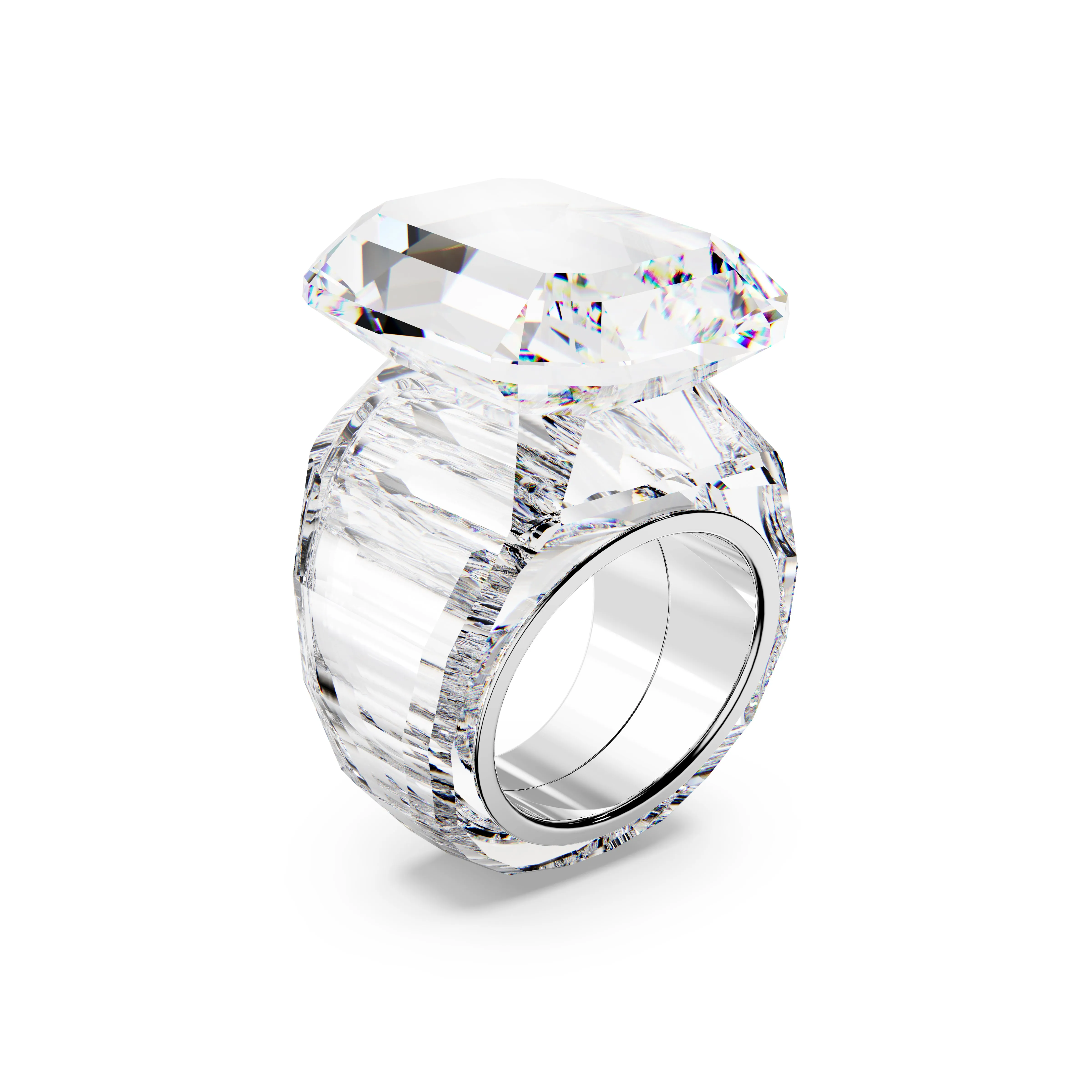 White Lucent Cocktail Ring by Swarovski