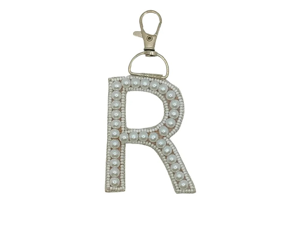 White 'R' Handwork Pearl Bag Charms