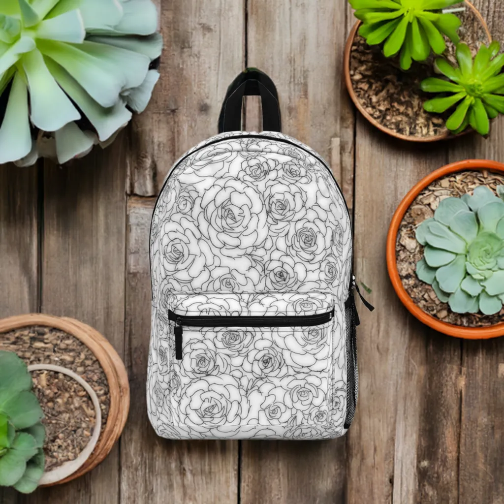 White Succulent Backpack