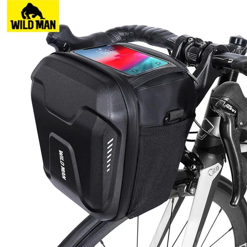 WILD MAN Rainproof Bike Front Bag Multifunctional Bicycle Handlebar Bag Cycling Head Bag Bycicle Accessories Storage Capacity 3L