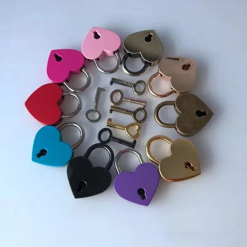 Yeknu Heart Shape Mini Padlock Multicolor Bag Travel Suitcase Case Key Lock Security padlocks Metal  Suitcase Luggage Box Lock gift