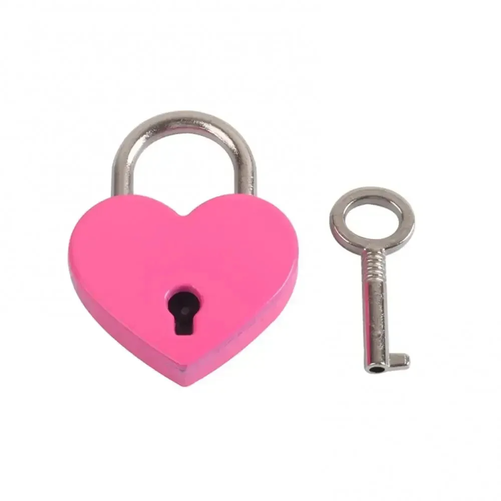 Yeknu Heart Shape Mini Padlock Multicolor Bag Travel Suitcase Case Key Lock Security padlocks Metal  Suitcase Luggage Box Lock gift