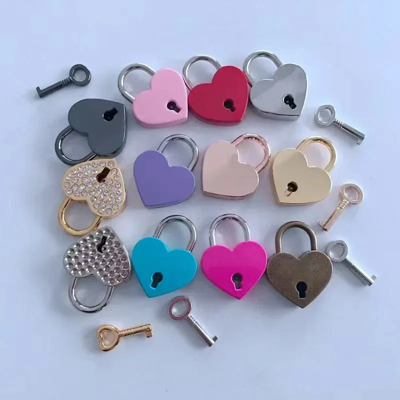 Yeknu Heart Shape Mini Padlock Multicolor Bag Travel Suitcase Case Key Lock Security padlocks Metal  Suitcase Luggage Box Lock gift